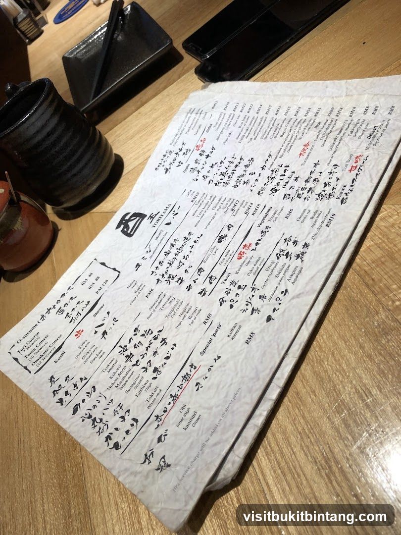 TORITAMA Menu