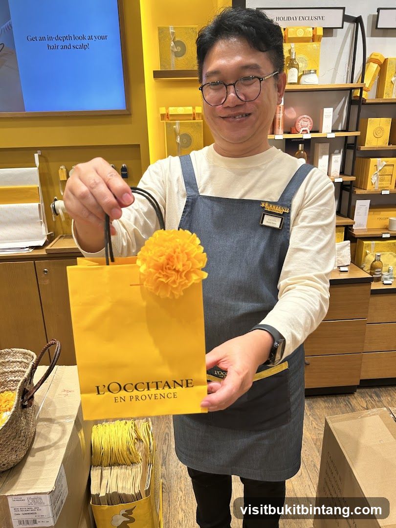 Store Employee Holding a Gift Bag