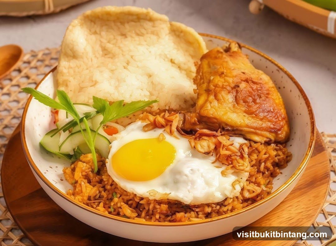 Nasi Goreng with Fried Chicken and Egg