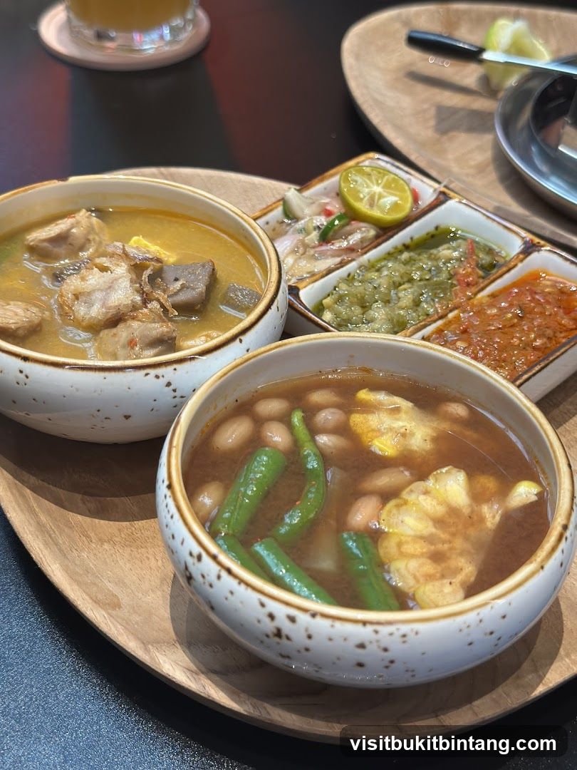 Two Bowls of Soup with Condiments