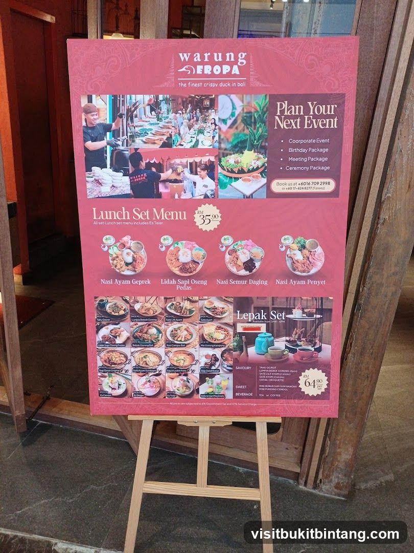 Warung EROPA Menu and Event Information