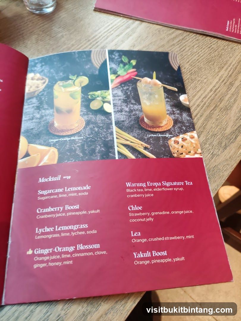 Mocktail Menu