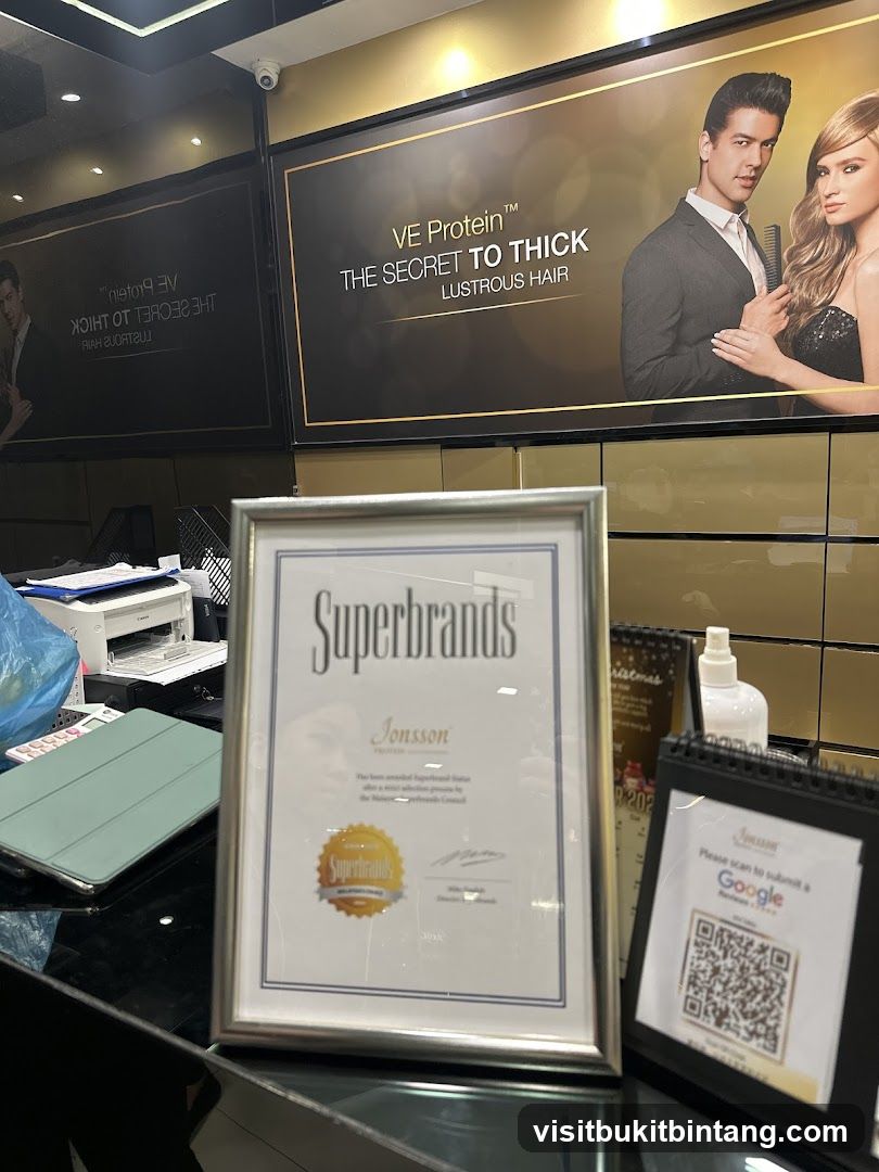 Salon Interior with Advertisement and Awards