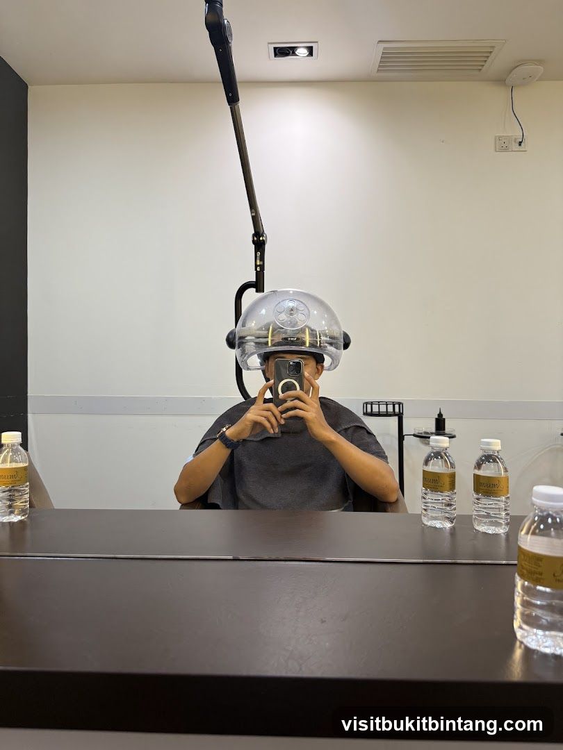 Person under a hair dryer