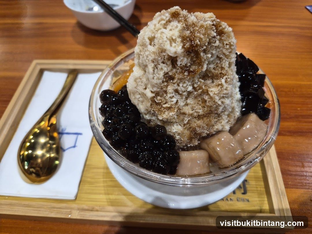 Shaved Ice Dessert with Boba and Taro