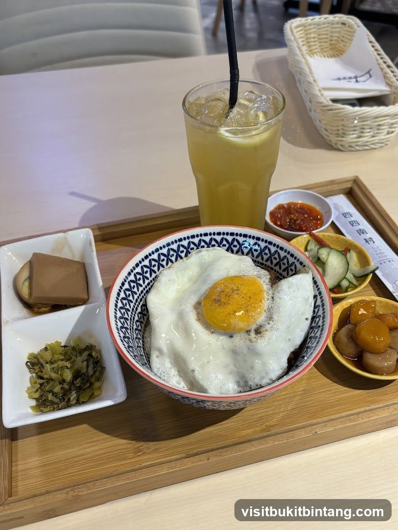 Meal with Fried Egg and Drink
