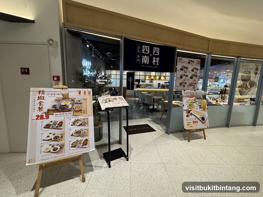 Restaurant storefront with promotional signs