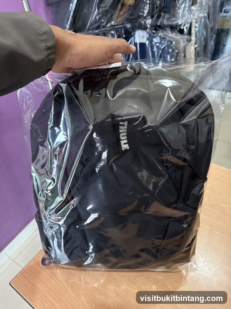 Black backpack with Thule logo
