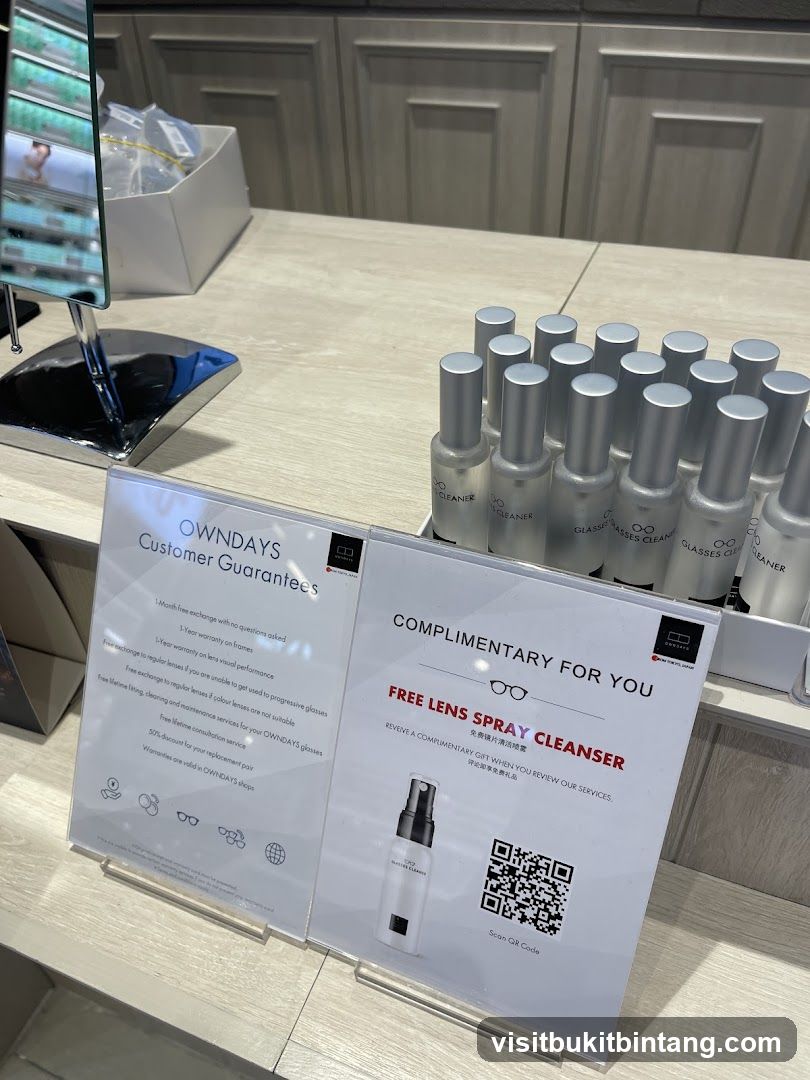 OWNDAYS Customer Guarantees and Free Lens Spray Cleanser Offer