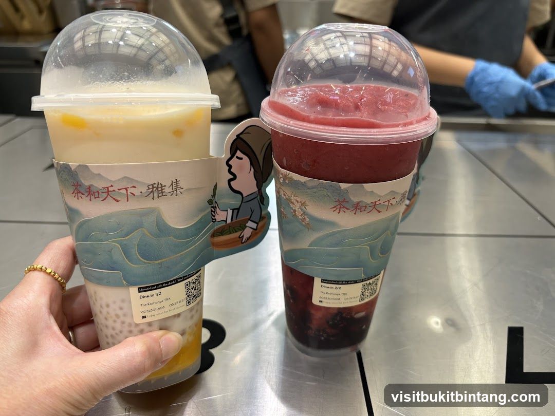 Two drinks with decorative sleeves
