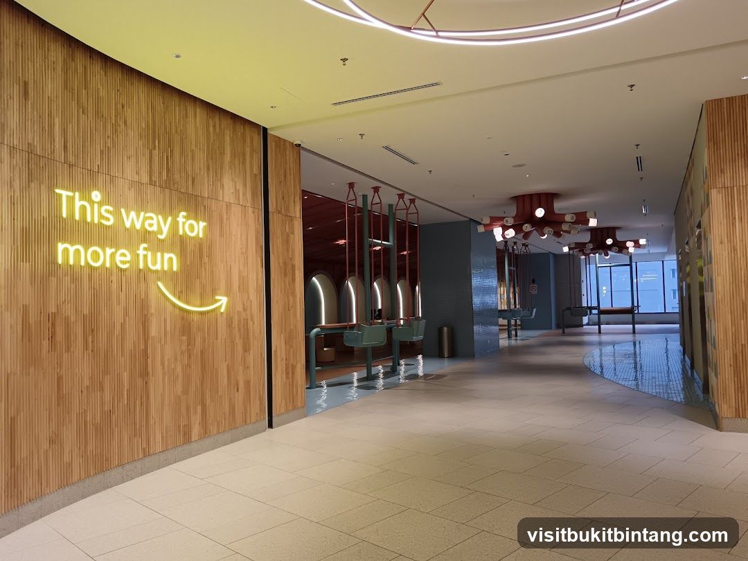 Interior hallway with neon sign