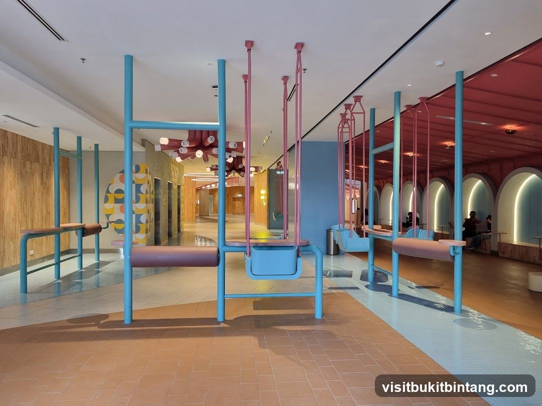 Modern lounge area with swings