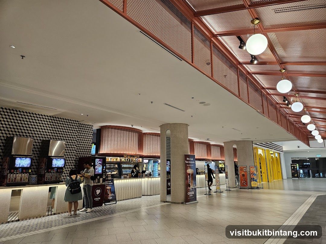 Interior of a modern cafe with seating area