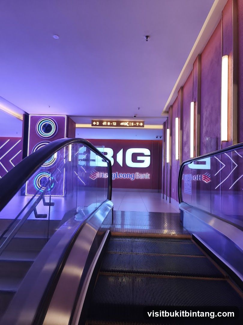Escalator leading to a bank entrance