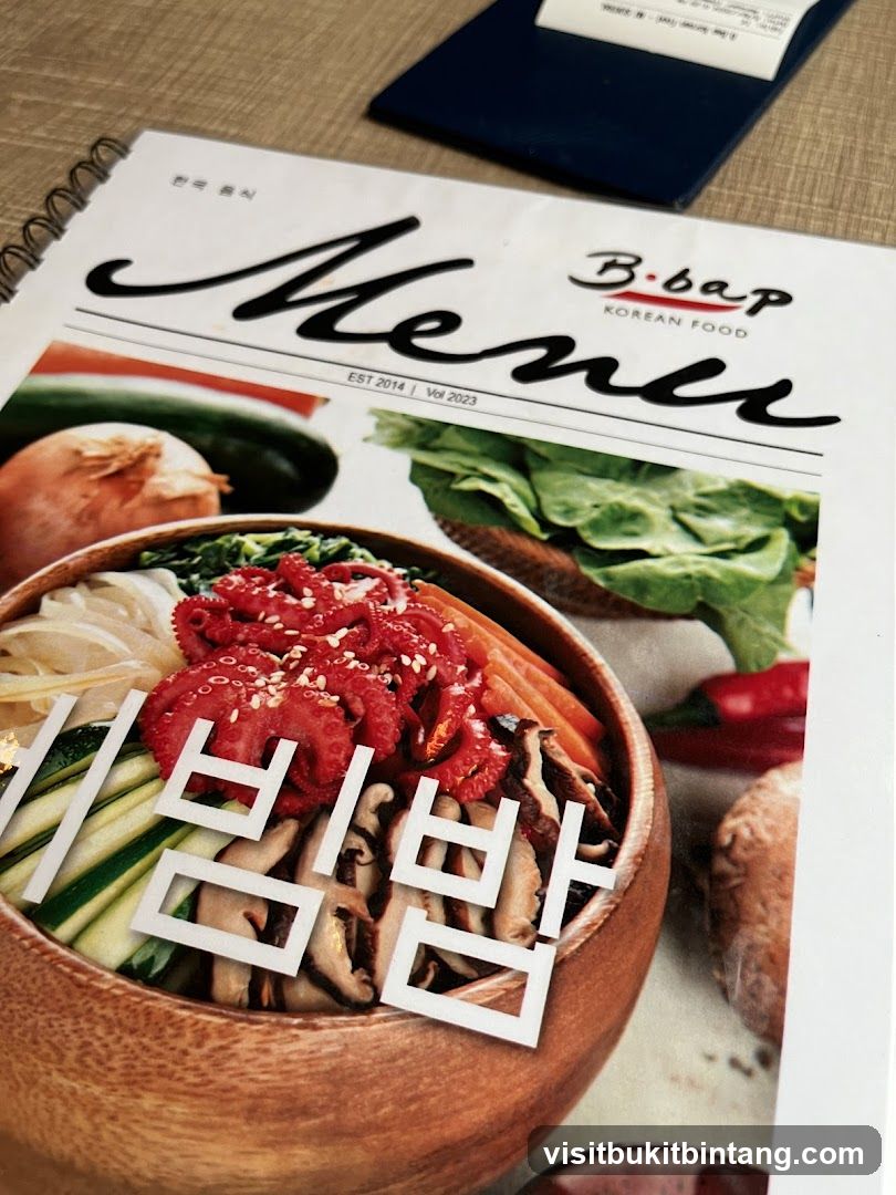 B-bap Korean Food Menu