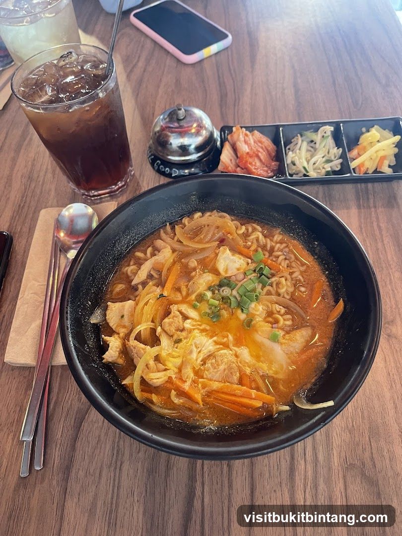 Korean Noodle Soup with Side Dishes