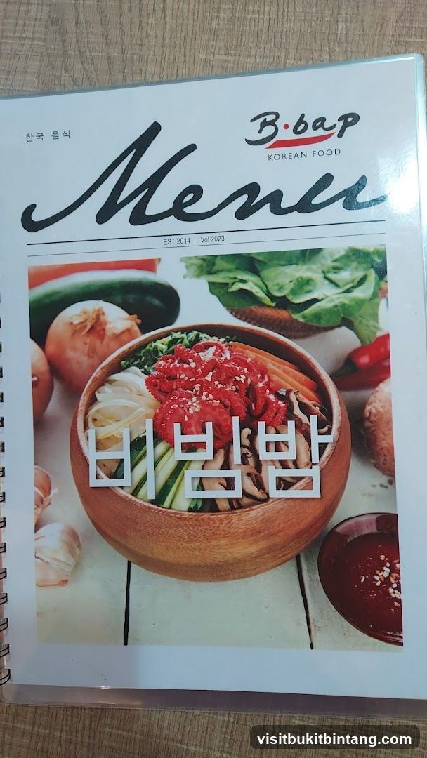 B.bap Korean Food Menu
