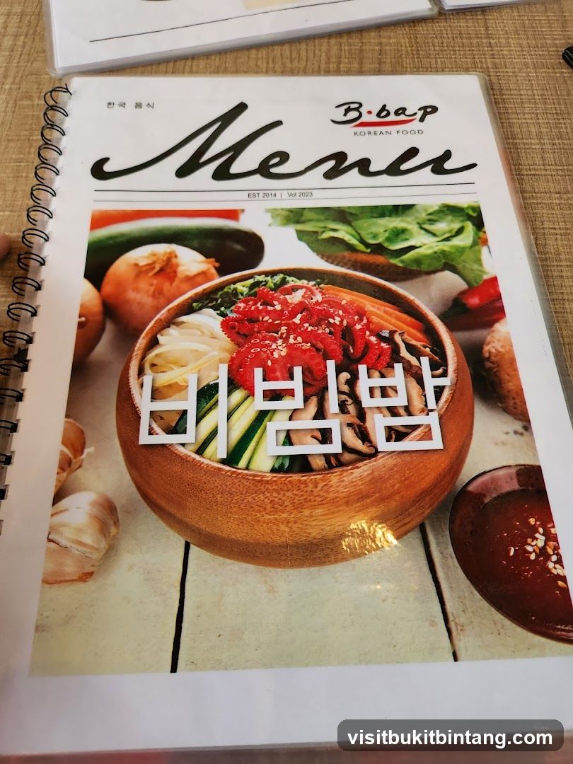 B-bap Korean Food Menu