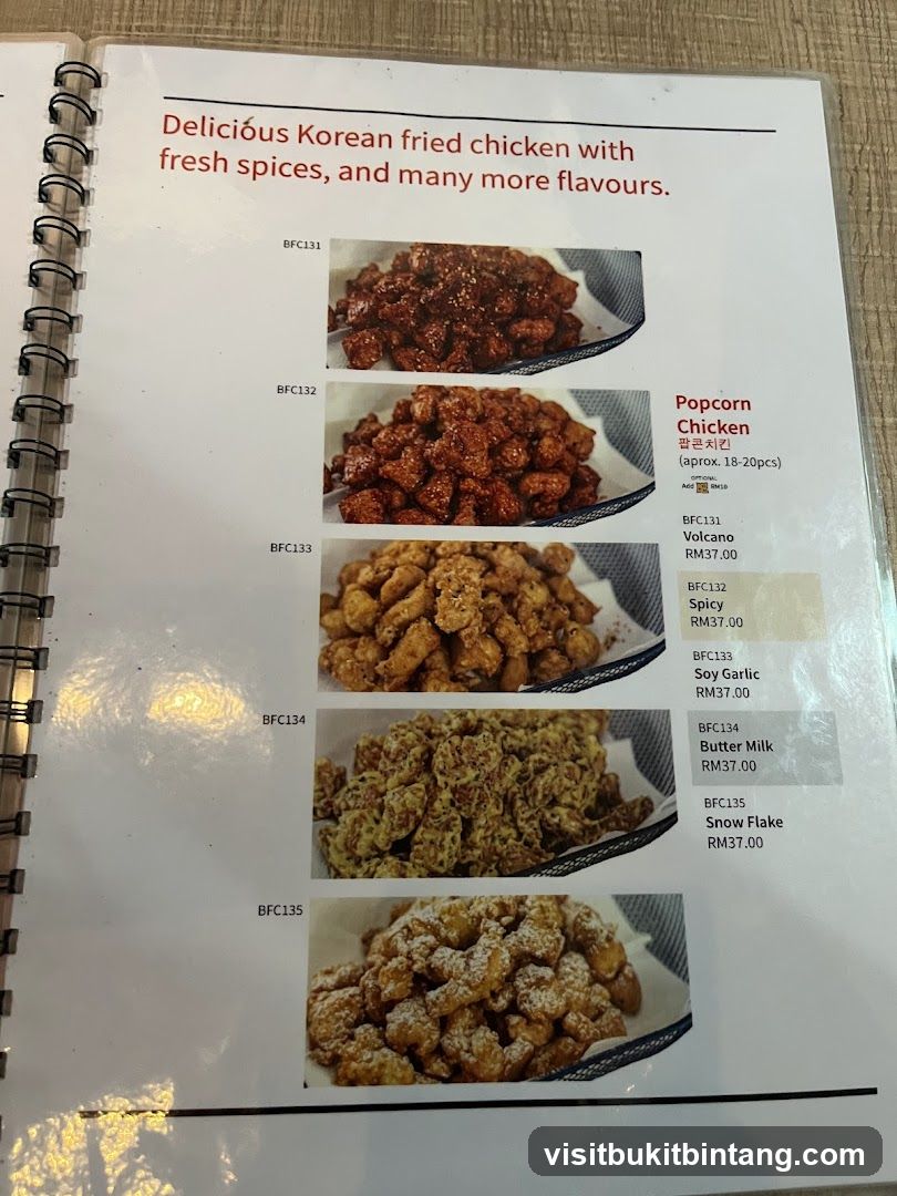 Korean Fried Chicken Menu