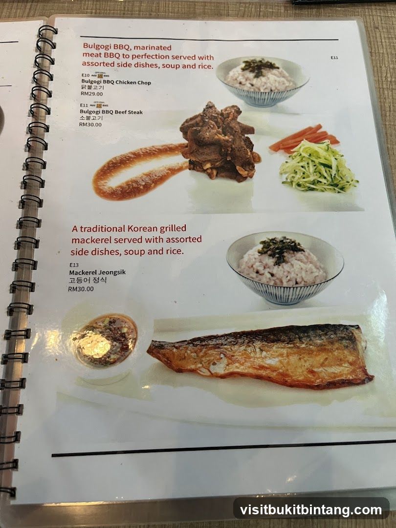 Korean BBQ Menu