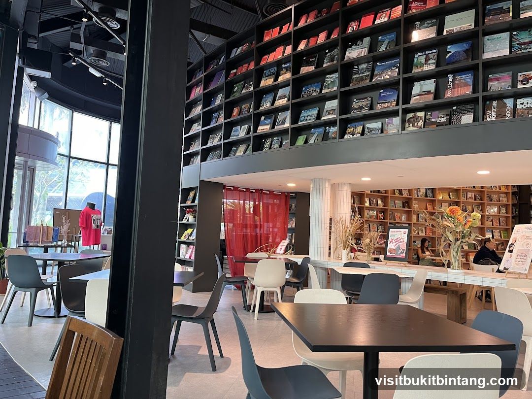 Interior of a bookstore cafe