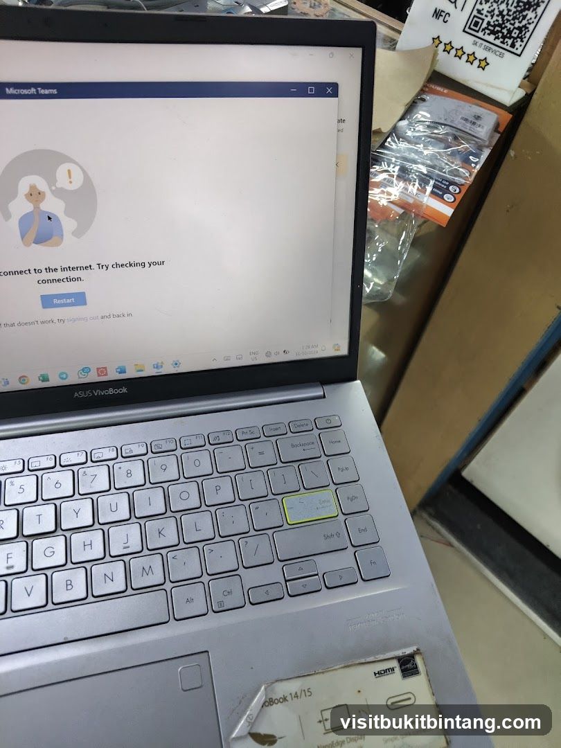 Laptop with Microsoft Teams error