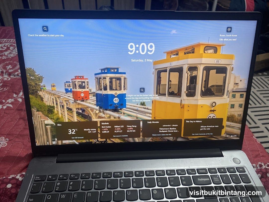 Laptop Lock Screen with Weather and News