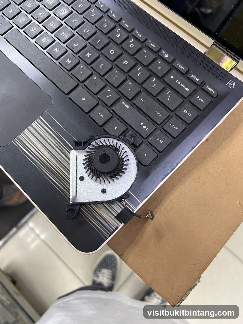 Laptop fan and keyboard