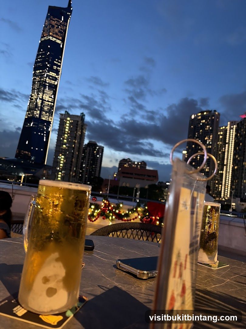 Rooftop drinks at dusk