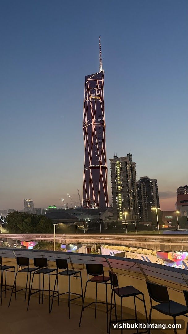 Cityscape at Dusk with Tall Building