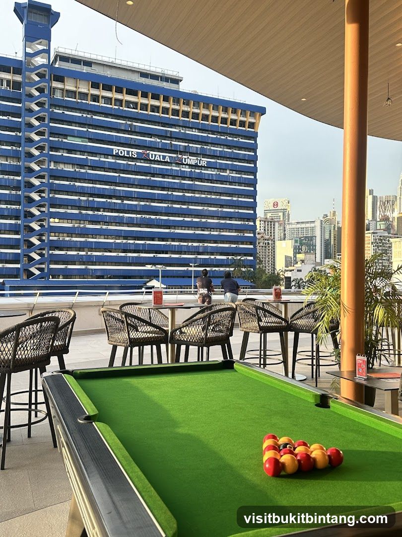 Rooftop Pool Table with City View