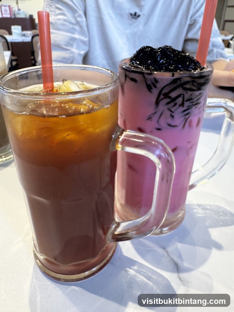 Two drinks on a table