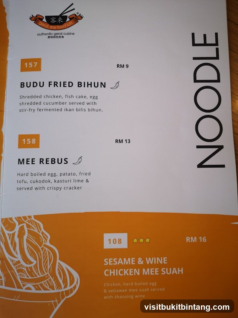 Noodle Menu