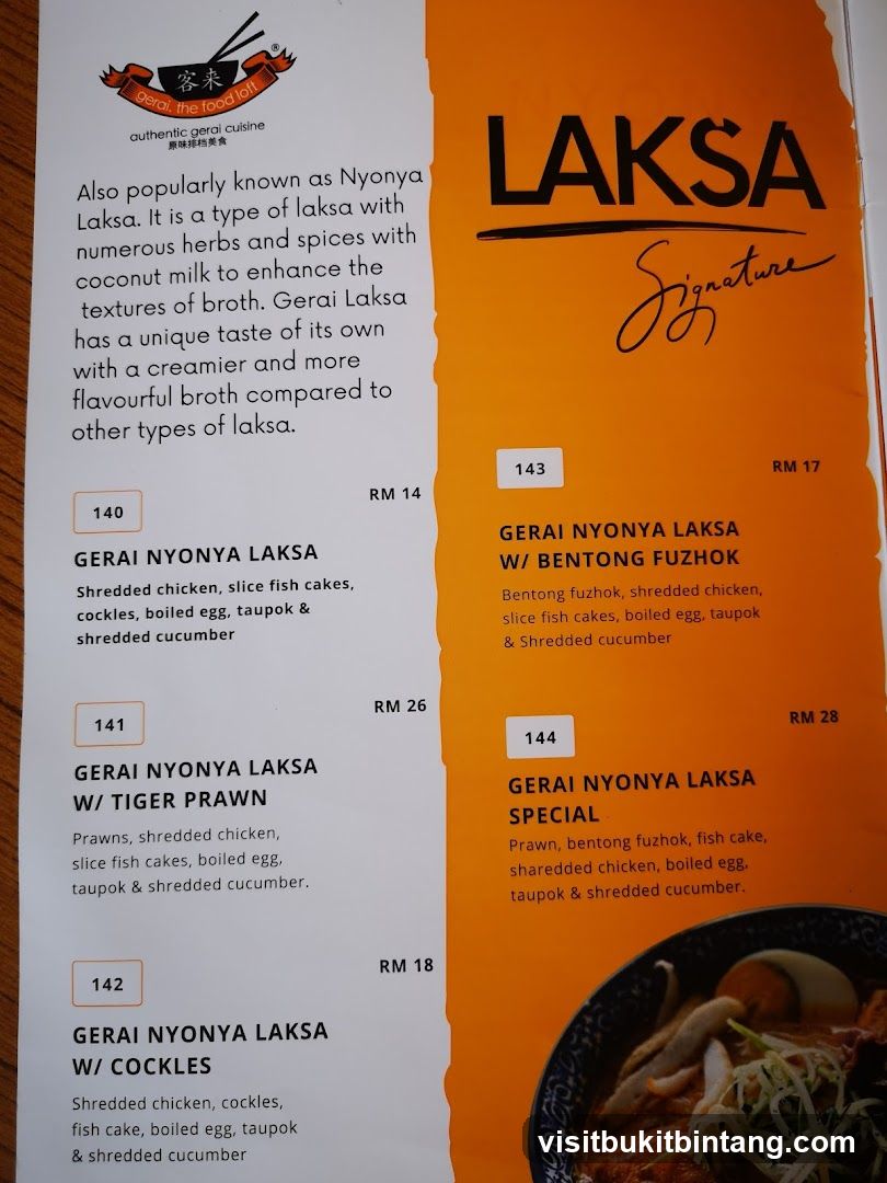 Laksa Menu