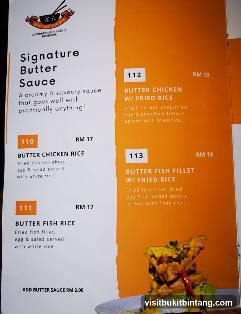Signature Butter Sauce Menu