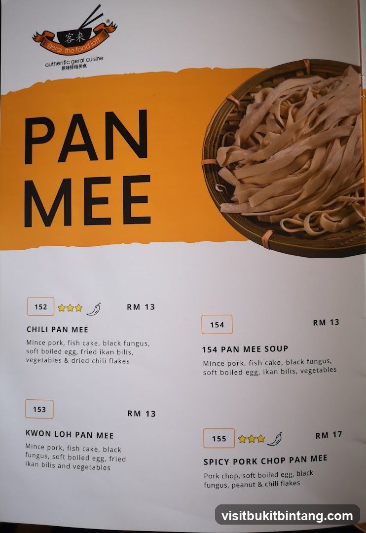 Pan Mee Menu