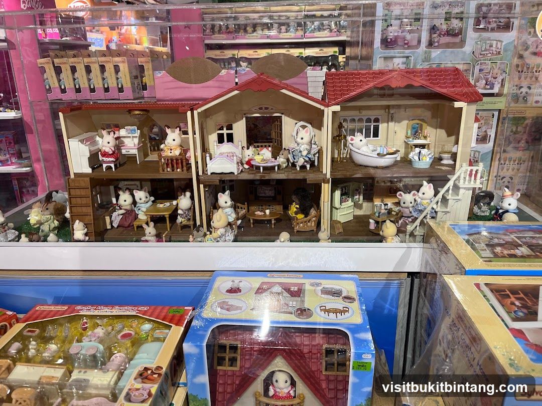 Diorama of a dollhouse with furniture and figures