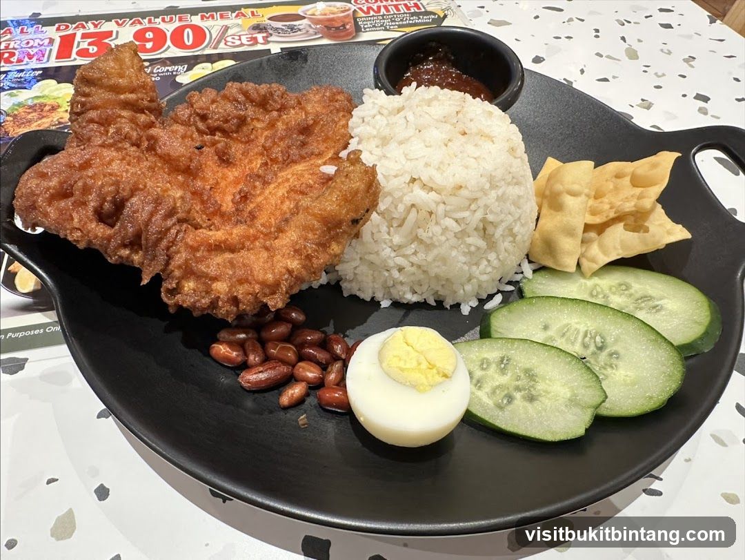 Nasi Lemak with Fried Chicken