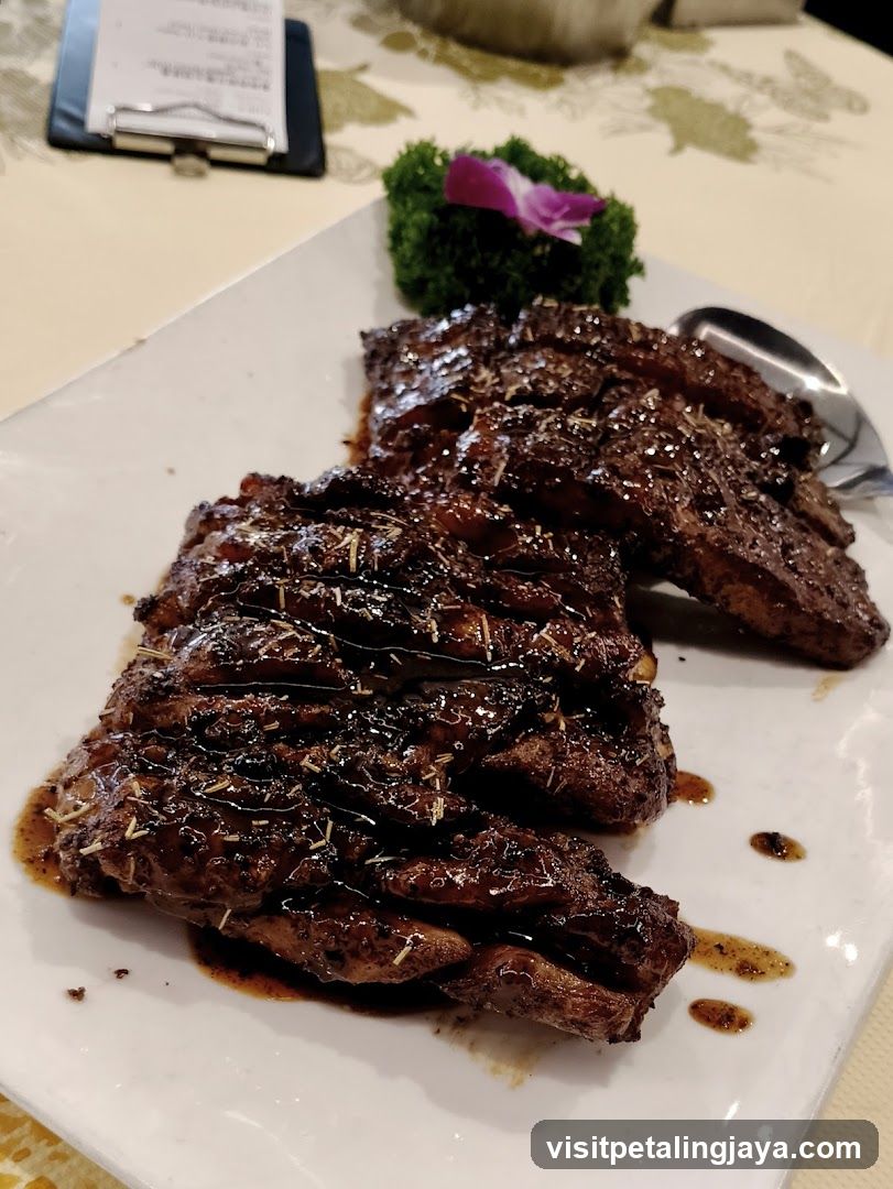 Grilled Steak with Sauce and Garnish