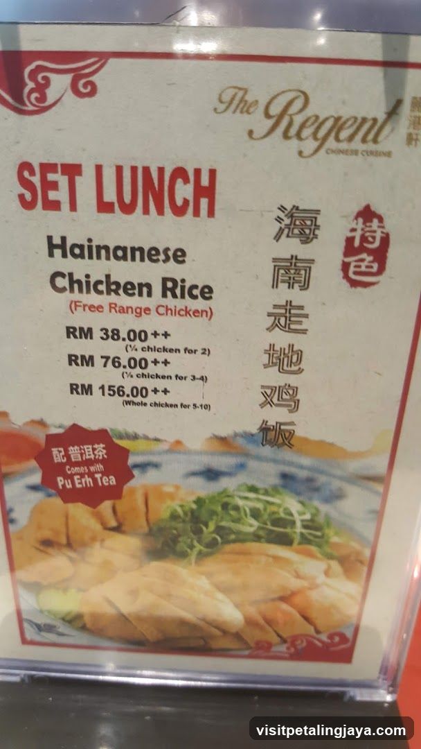 Hainanese Chicken Rice Set Lunch Menu