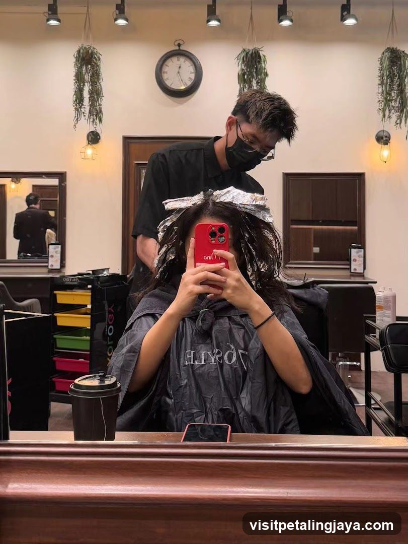 Hair Salon Interior with Stylist and Client