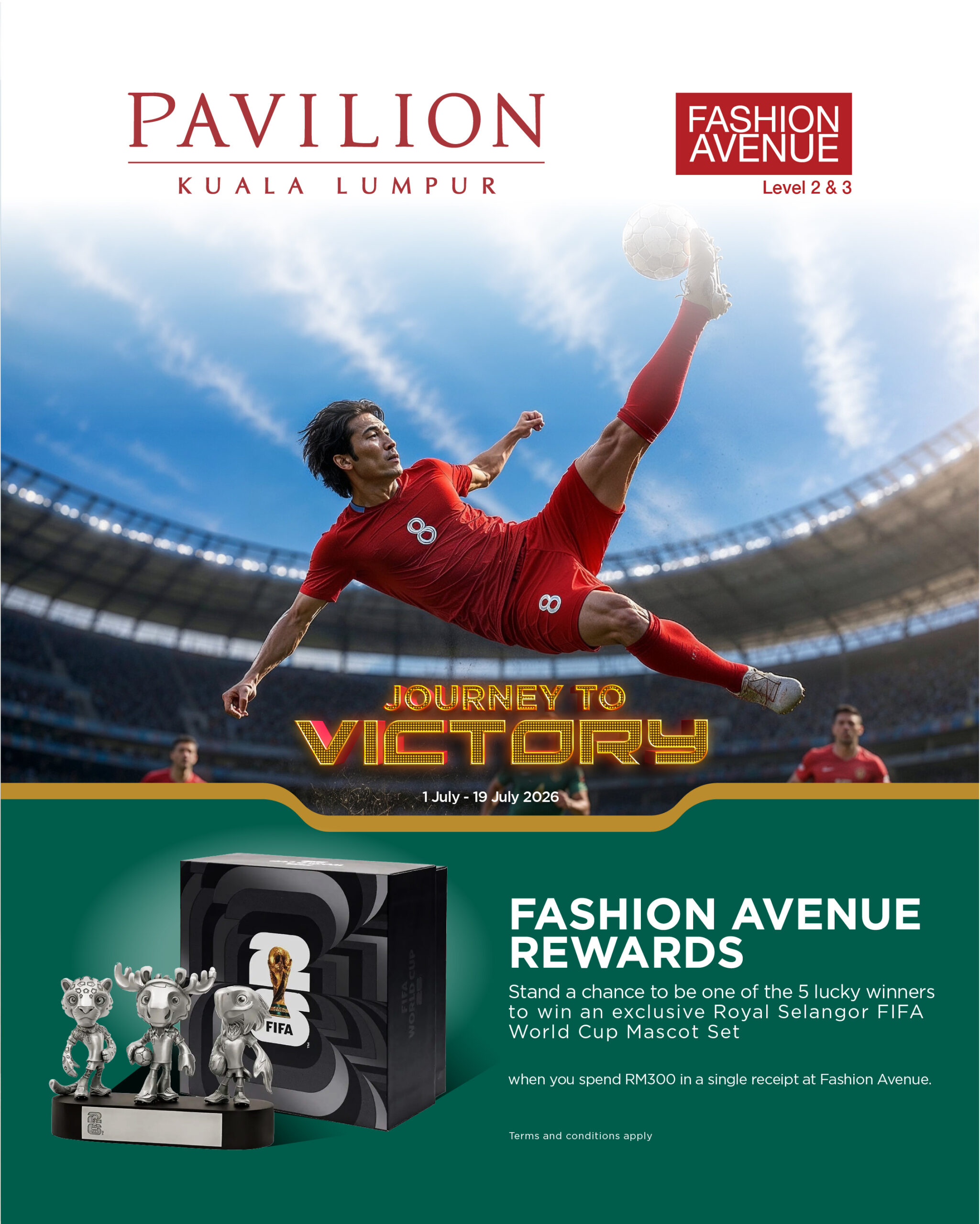 Pavilion KL Fashion Avenue World Cup Rewards: Spend RM300, Win a Royal Selangor Mascot Set